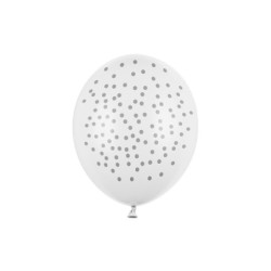 Balony 30cm, Kropki, Pastel Pure White (1 op. / 6 szt.)