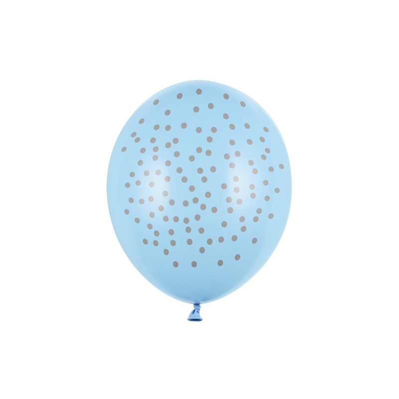 Balony 30cm, Kropki, Pastel Baby Blue (1 op. / 6 szt.)