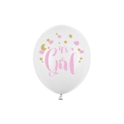 Balony 30cm, It's a Girl, P. Pure White (1 op. / 6 szt.)