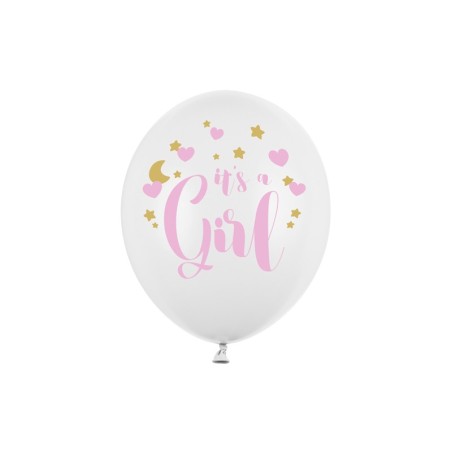 Balony 30cm, It's a Girl, P. Pure White (1 op. / 6 szt.)